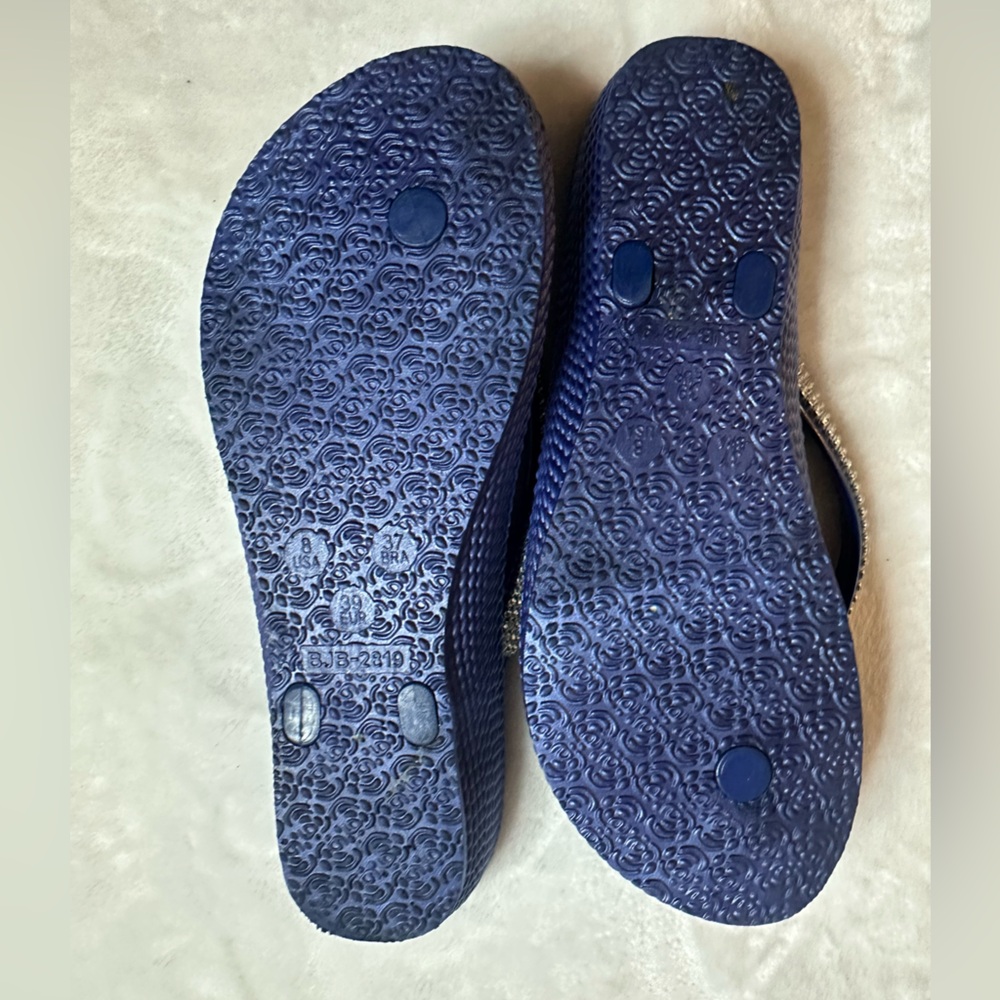 Ella Navy Rhinestone Sandals - Picture 2 of 5